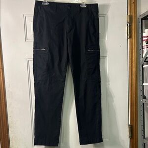 (🔥4 For 15)George Men's32X30 black Cargo pants Leg Pockets zip Black Cargo Pants